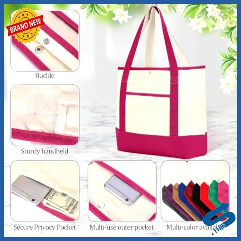 Large Canvas Tote Bags Reusable Grocery Shopping Travel Blank DIY Minimal Chic